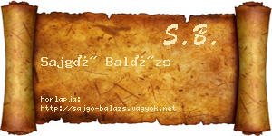 Sajgó Balázs névjegykártya